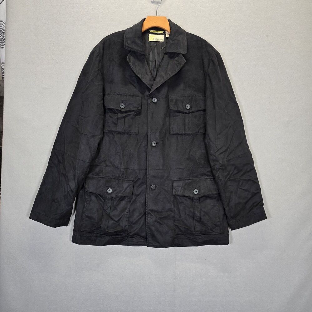 CUBAVERA Men Large (42) Black  Rayon Lined Blazer Jacket